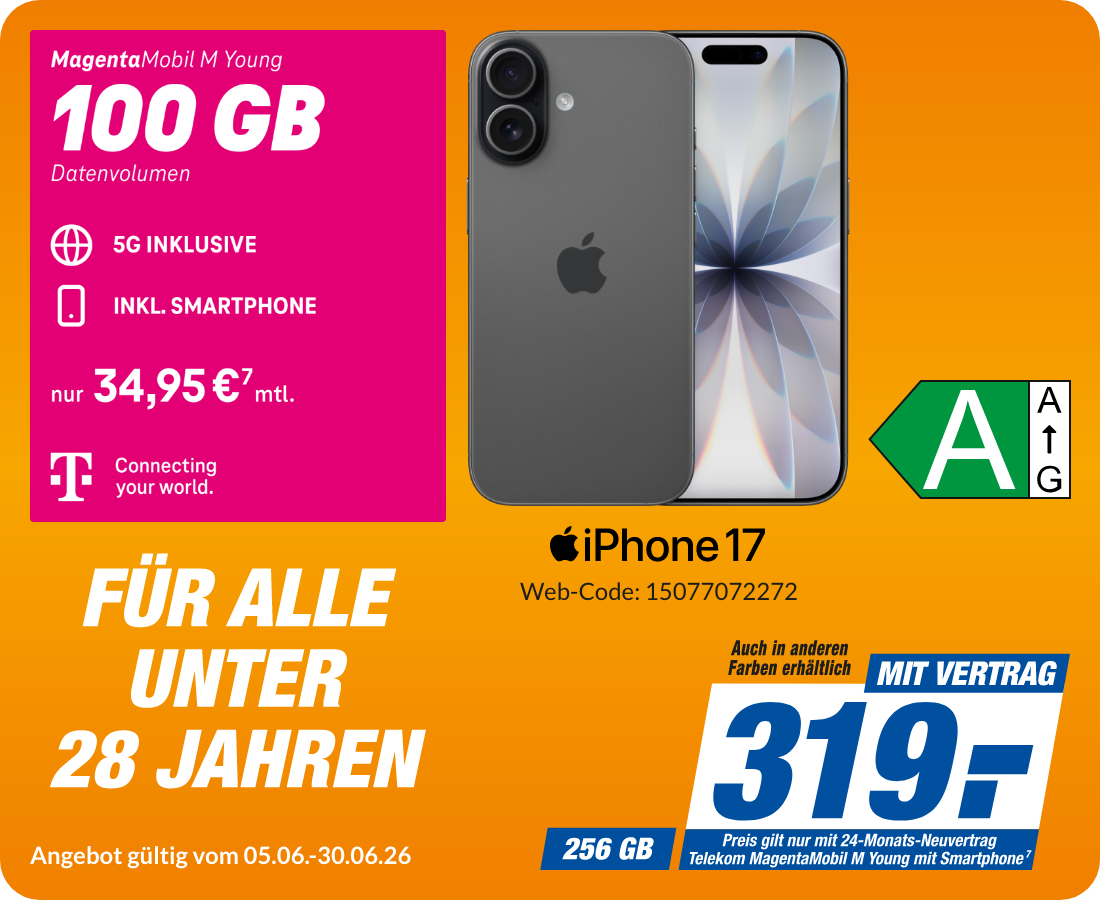 iPhone 17 mit Magenta Mobil M Young für 319€!