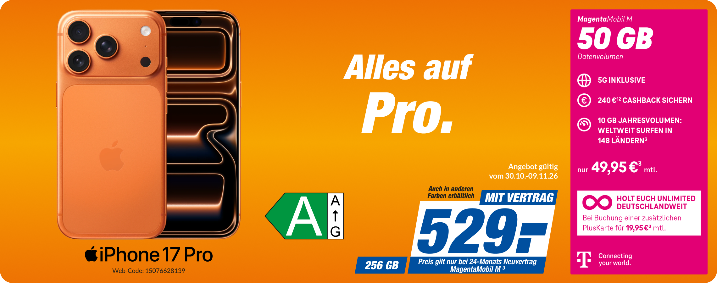 iPhone 17 Pro mit Magenta Mobil M für 529€!