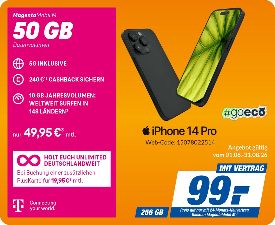iPhone 14 Pro mit Magenta Mobil M für 99€!