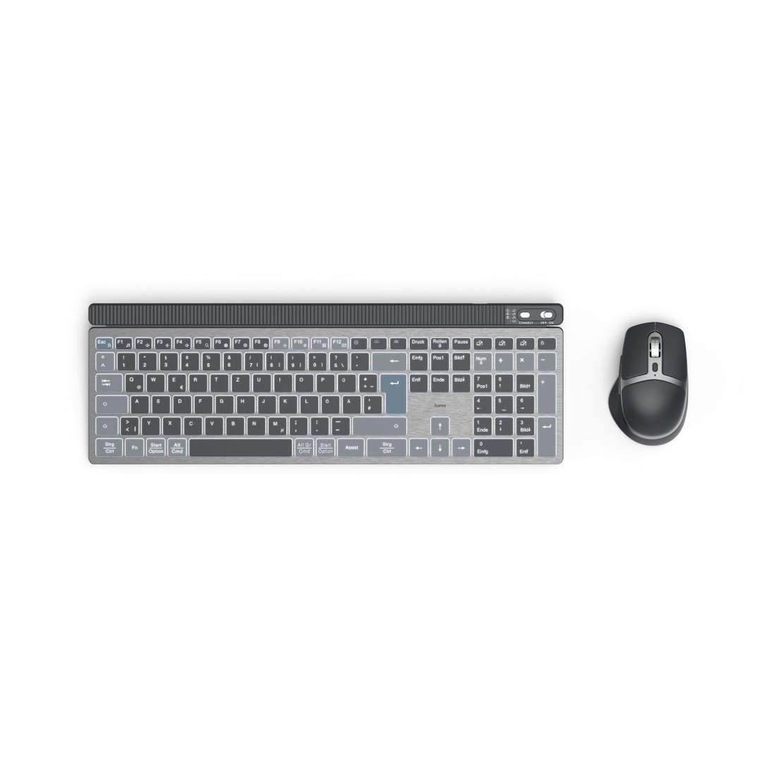 Multi-Device-Tastatur-Maus-Set "WKM-750", kabellos, LED, Schwarz, QWERTZ DE (00173069)