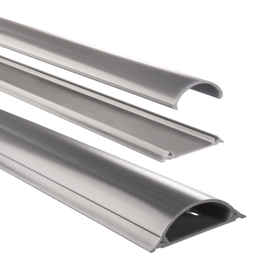 PVC-Kabelkanal, halbrund, selbstklebend, 100/7/2,1 cm, Grau (00020618)