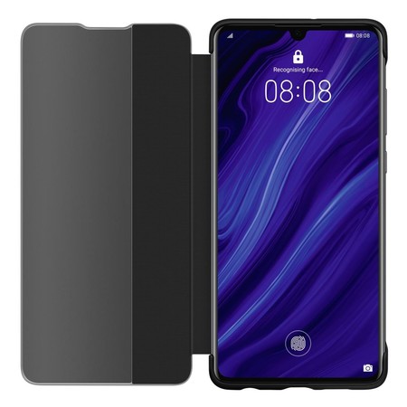 Booklet "Smart View Flip Cover" für HUAWEI P30, Schwarz Handyhülle