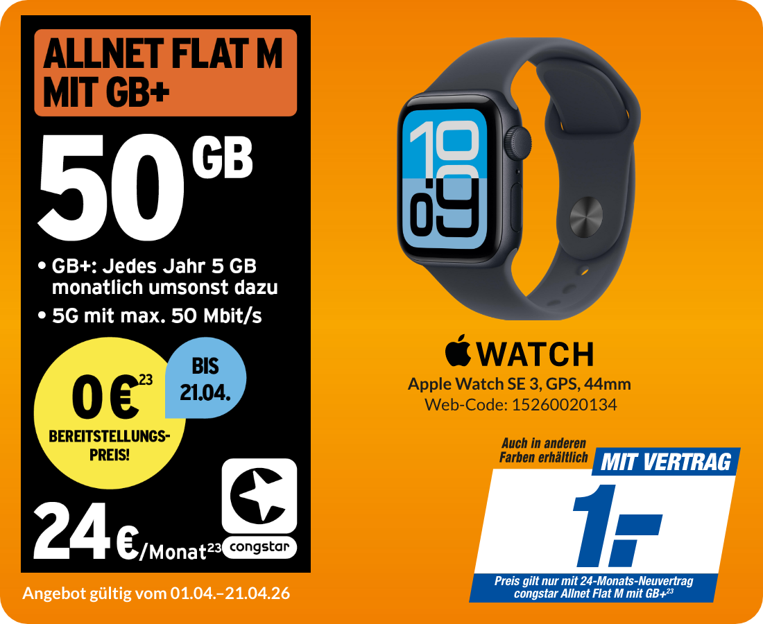 Watch SE 3 mit Allnet Flat M für 1€!