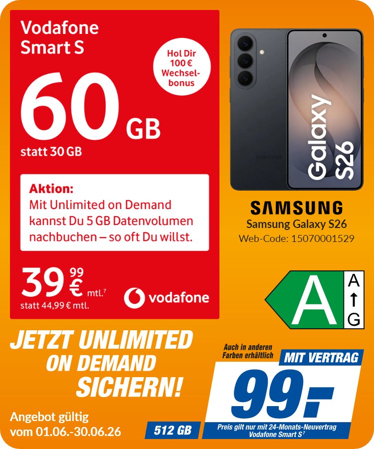 Galaxy S26 mit Smart S für 99€!