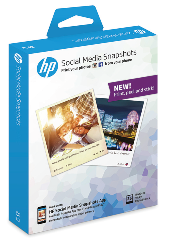 Social Media Snapshot Papier W2G60A, 25 Blatt/10x13cm Fotopapier