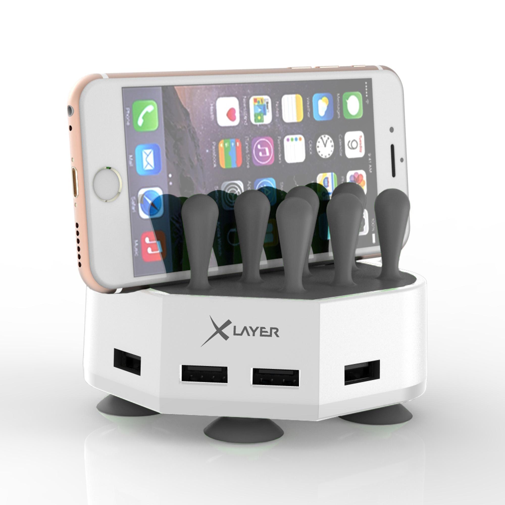Ladegerät (USB-A) Family Charger Mini, 4-Port USB, grau-weiß