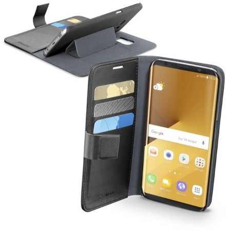 Buchklapptasche mit Standfunktion und Kartenfach für Samsung Galaxy S8+ schwarz