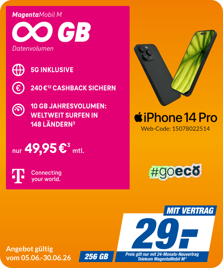 iPhone 14 Pro mit Magenta Mobil M für 29€!