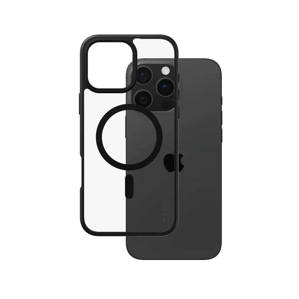 CARE by PanzerGlass® Flagship Case Transparent Urban Combat Black Frame & MagSafe für iPhone 16 Pro