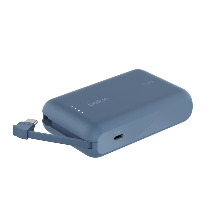 BoostCharge Powerbank 10K mit integriertem Kabel, blau
