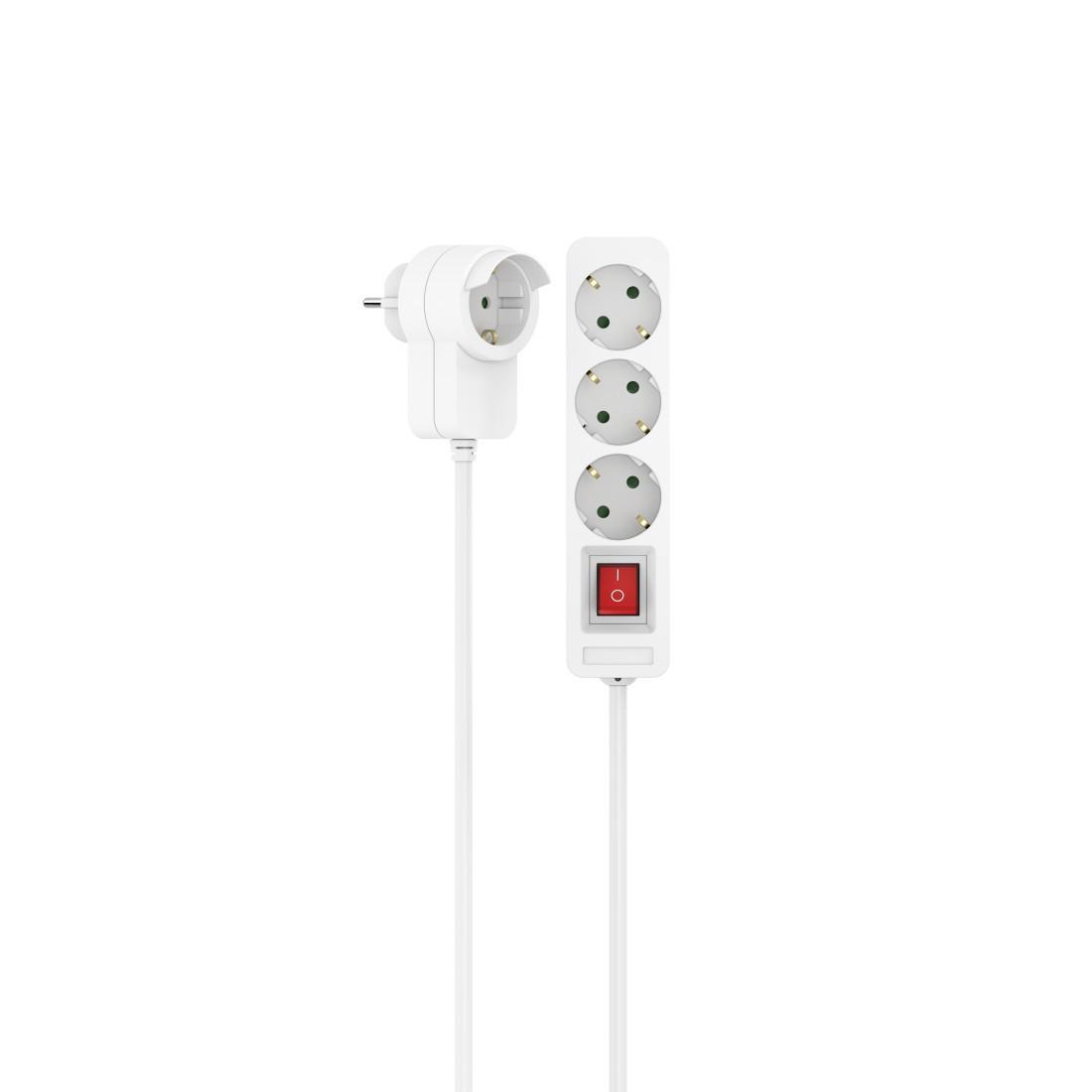Steckdosenleiste, 3-fach, Schalter, Zusatzsteckdose am Stecker, 1,4 m, Weiß (00223081)