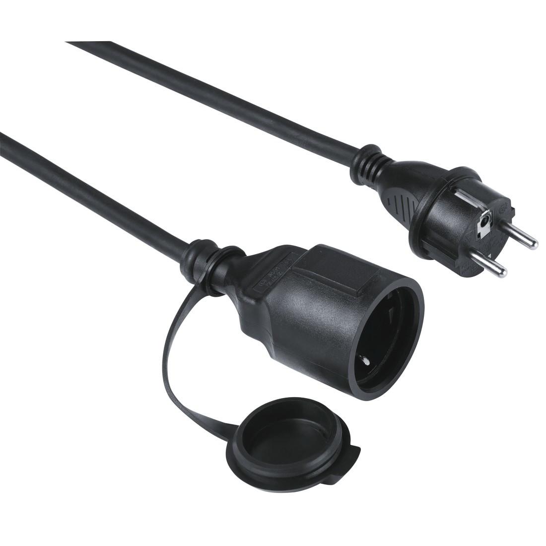 Verlängerungskabel "Outdoor", IP44 für außen, Schutzdeckel, 10 m, Schwarz (00223252)