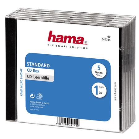 CD-Leerhülle Standard, 5er-Pack, Transparent/Schwarz (00044744)
