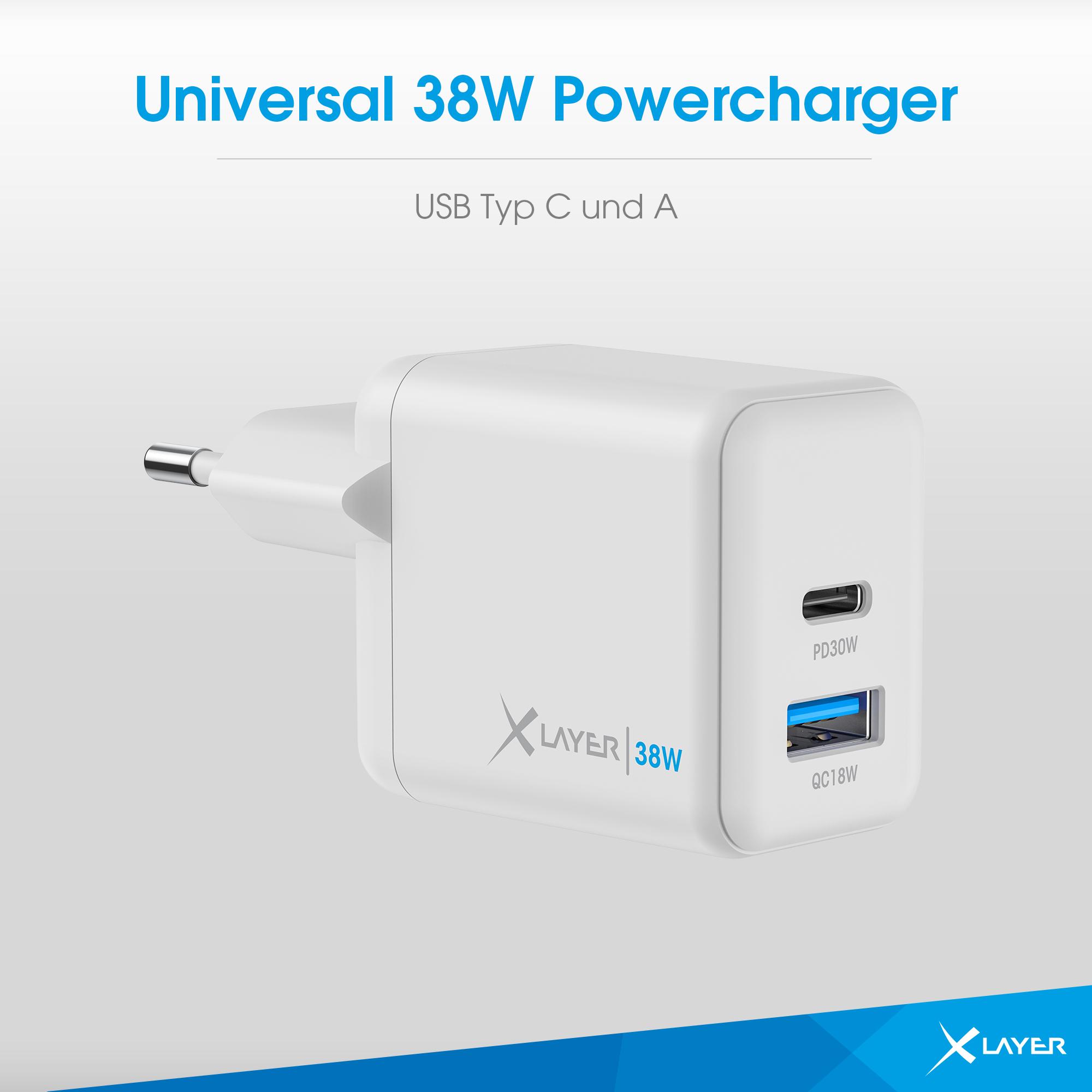 Universal 38W Powercharger USB Typ C, White