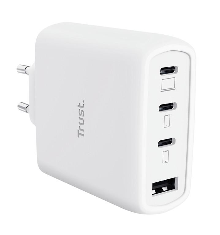 Maxo GaN-USB-Tischladegerät mit 65 W und 4 Anschlüssen, Weiß