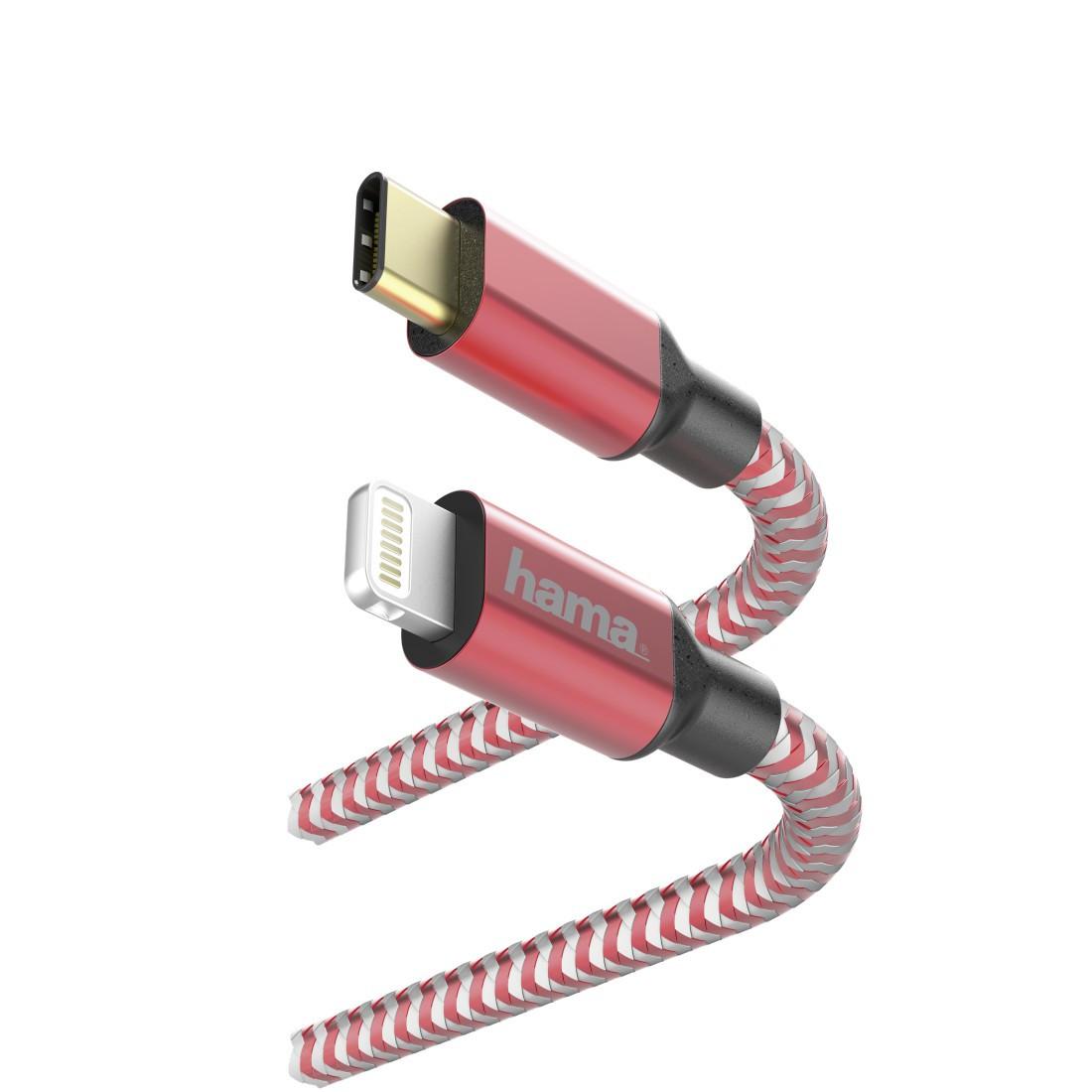 Schnelllade-/Datenkabel "Reflective", USB-C - Lightning, 1,5 m, Rot (00183310)