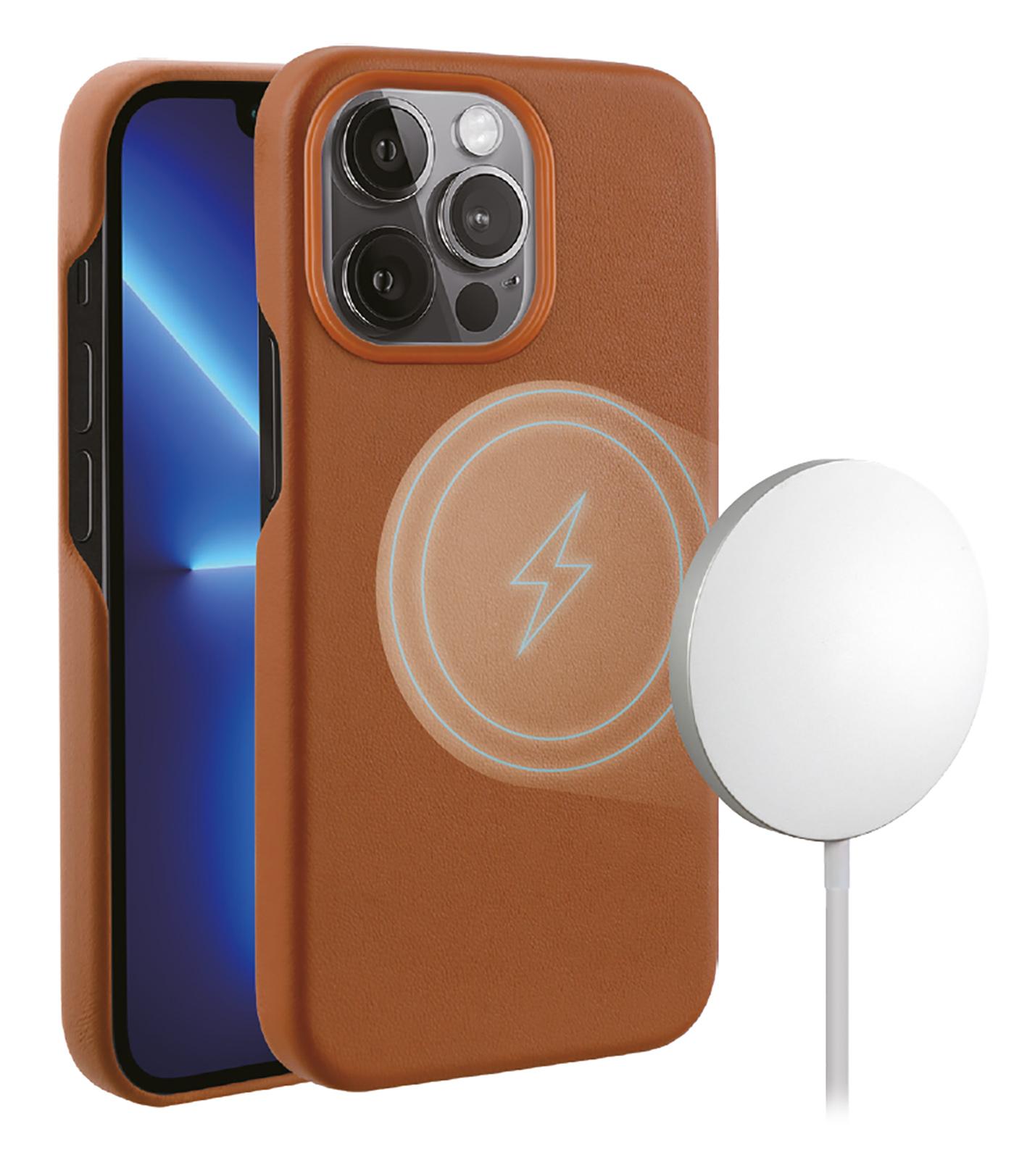 Mag Classic Cover, Magnetic Wireless Charging Support für iPhone 13 Pro braun (62888) Handyhülle