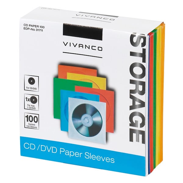 CD/DVD Papier-Umschläge, 100er Pack (31711)