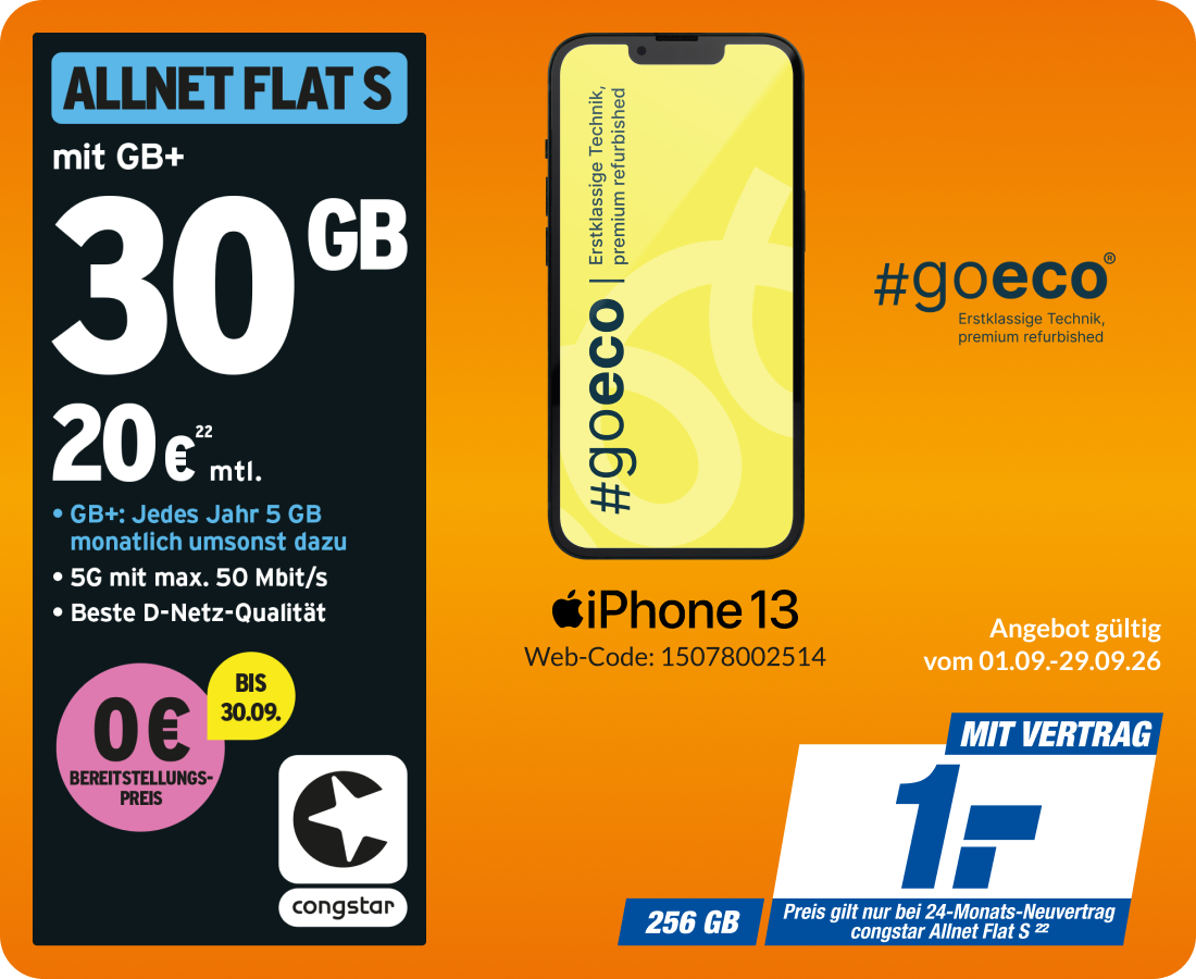 iPhone 13 mit Allnet Flat S für 1€!