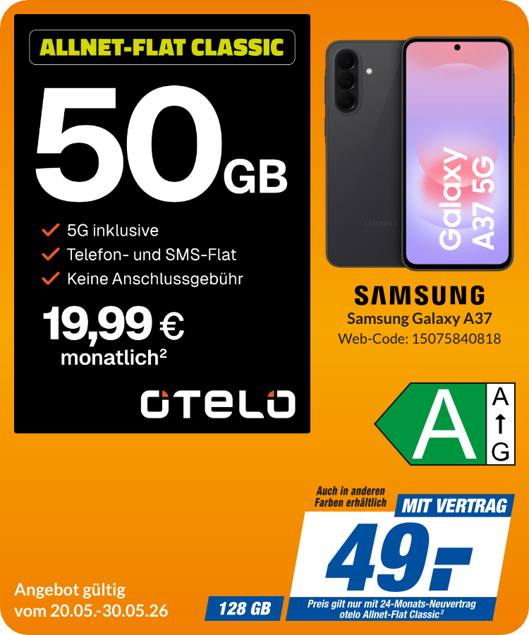 Galaxy A37 mit Allnet Flat Classic für 49€!