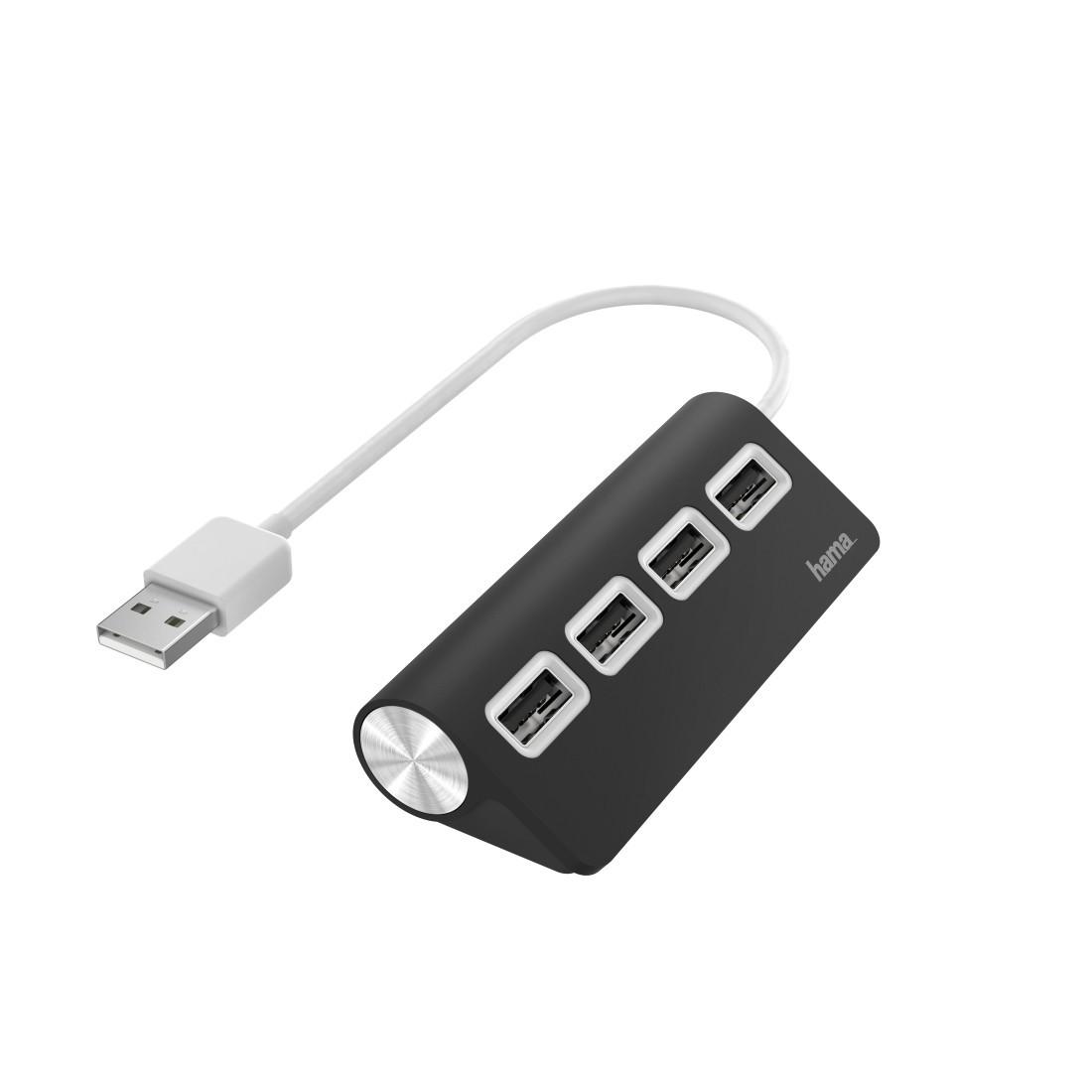 USB-Hub, 4 Ports, USB 2.0, 480 Mbit/s, Schwarz (00200119)