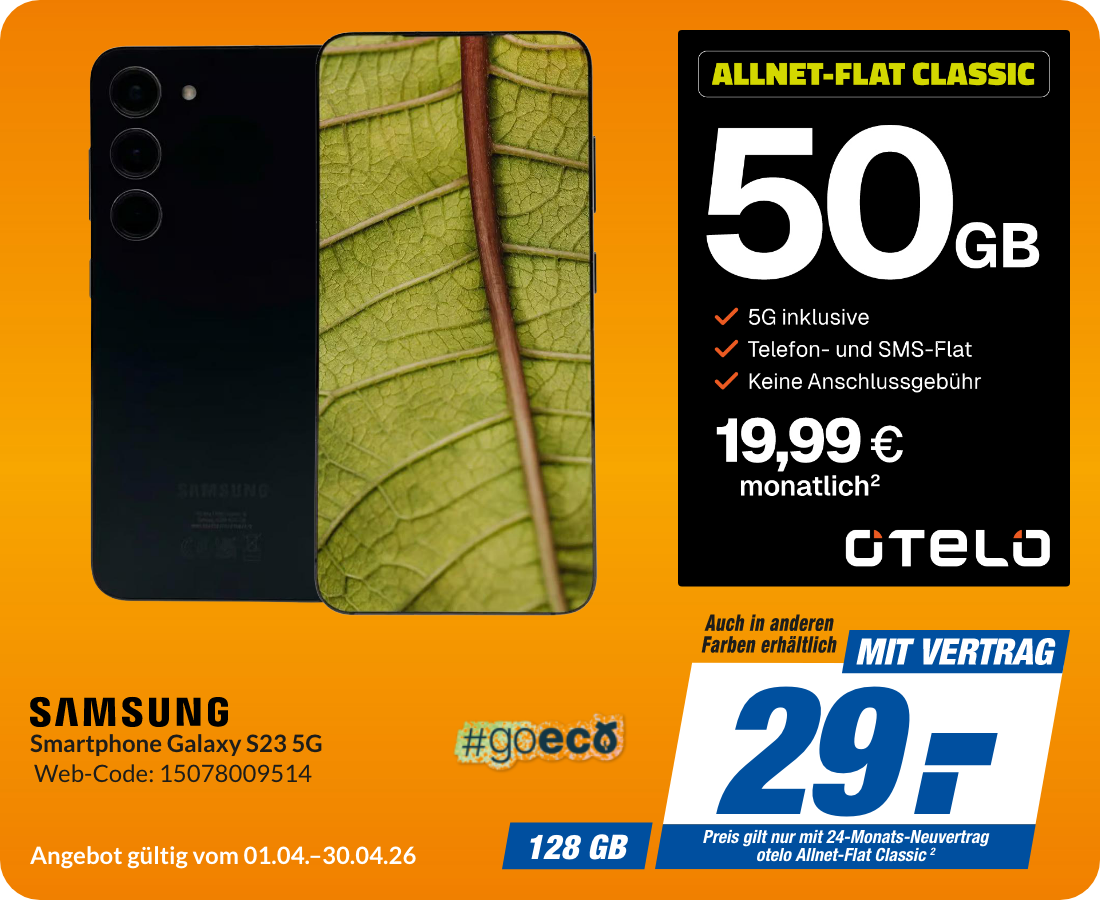 Samsung S23 mit Allnet Flat Classic für 29€!