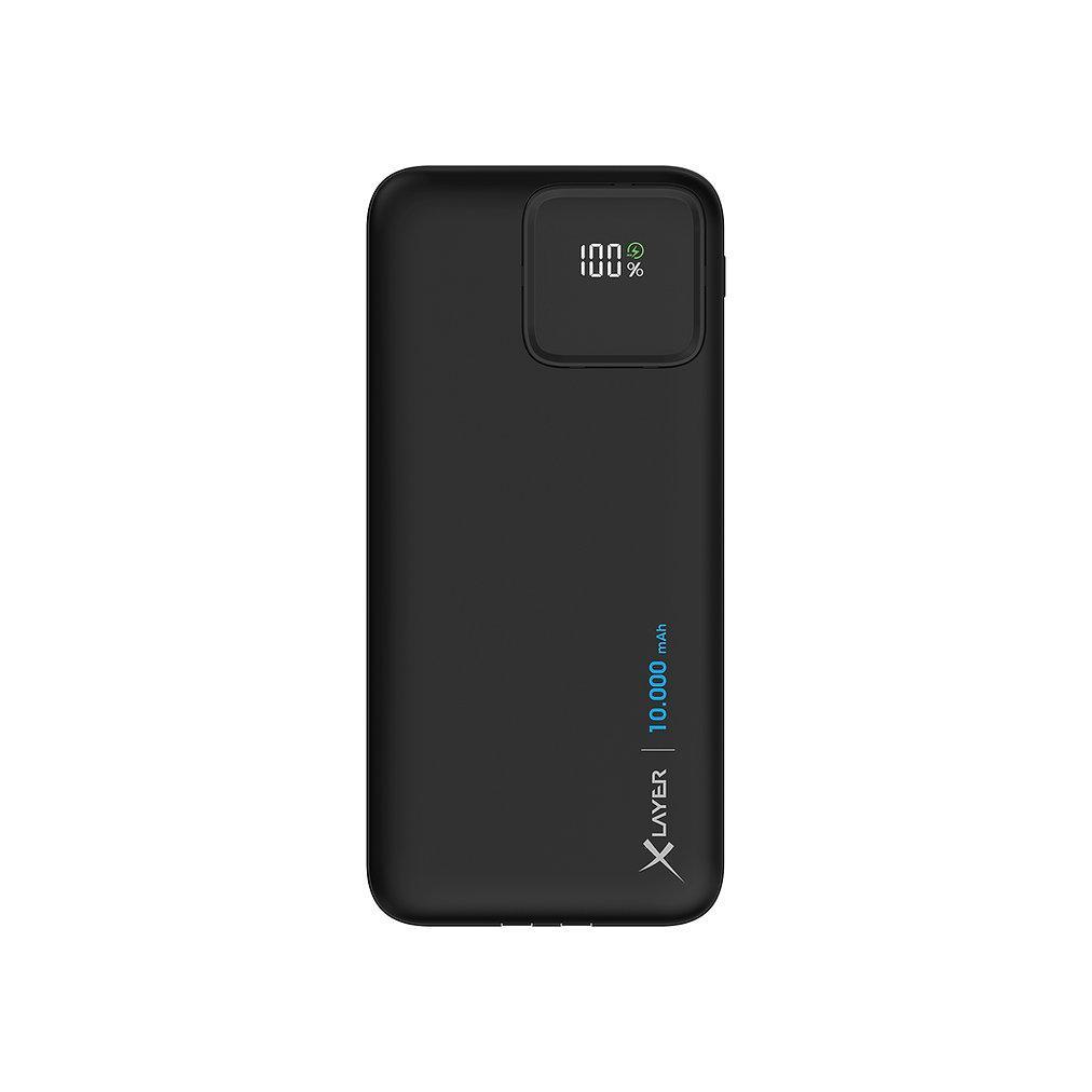 Powerbank, 10.000 mAh, mit USB-C- und Lightning-Kabeln, PD 20W, Schwarz