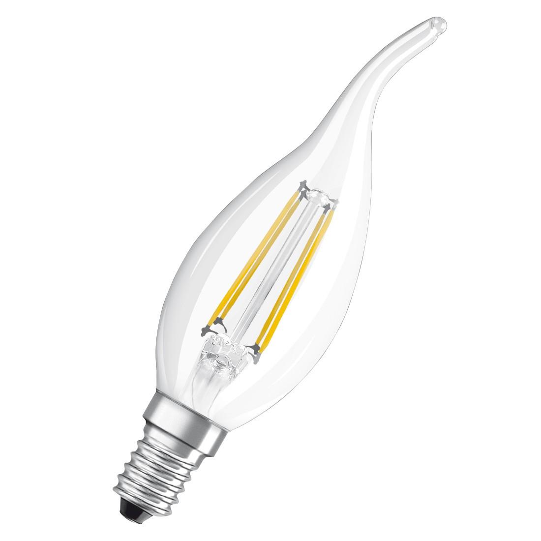 LED-Lampe "Retrofit Classic B", Kerzen Windstoß, 4W, E14, Warmweiß, klar (00215273)