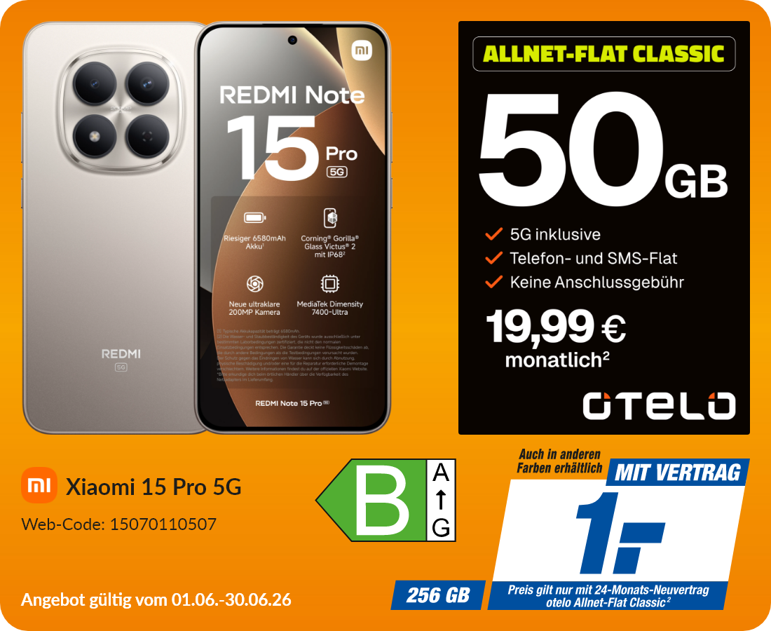 Note 15 Pro mit Allnet-Flat Classic für 1€!