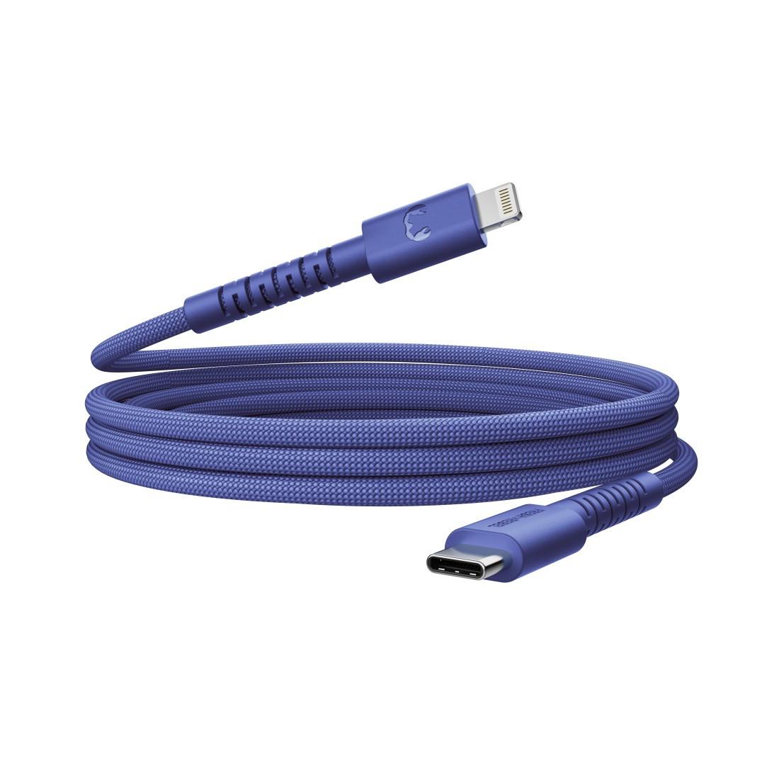 USB-C zu Lightning silicone geflochtenes Kabel "FlexWave" 2m, True Blue (00231911)