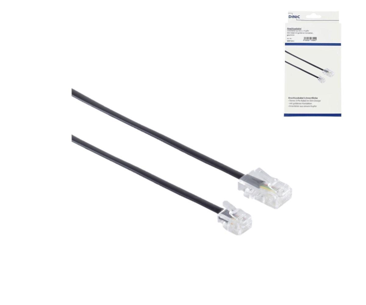 DINIC DSL Modular-/ Westernkabel RJ11 8P4C Stecker auf RJ45 6P4C Stecker, schwarz, Länge 3,00m