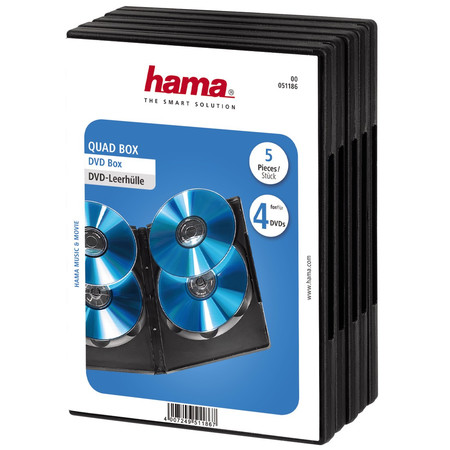 DVD-Leerhülle Quad Box, 5er-Pack, Schwarz