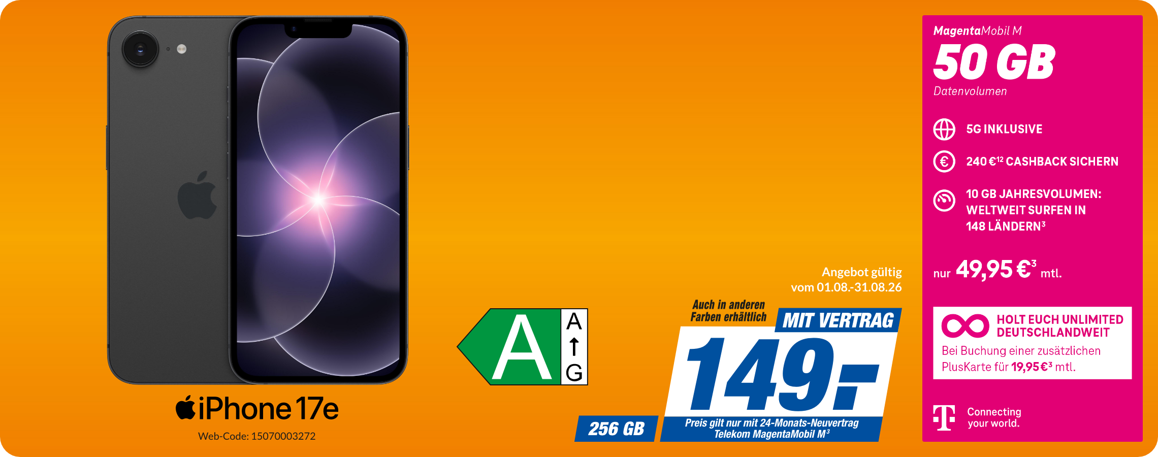 Apple iPhone 17e mit Magenta Mobil M für 149€!
