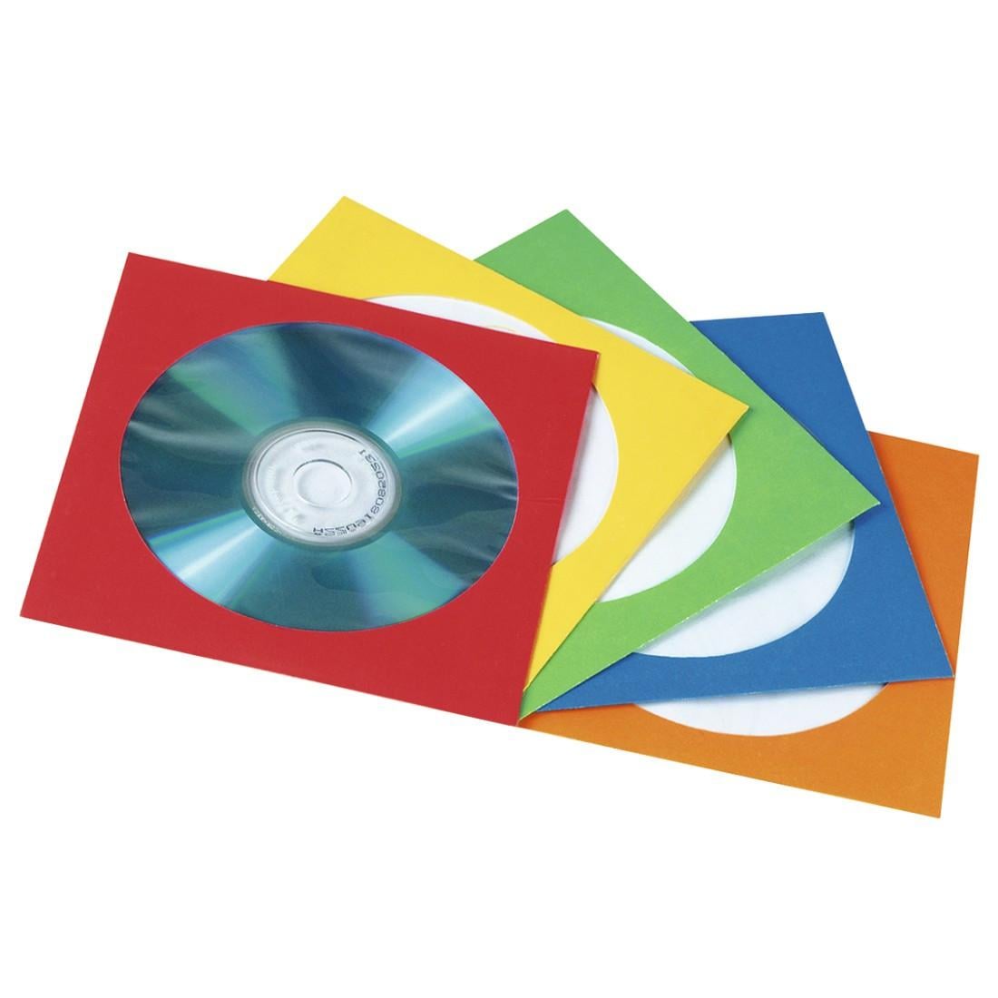 CD-/DVD-Papier-Schutzhüllen, farblich sortiert, 100er-Pack (00078362)