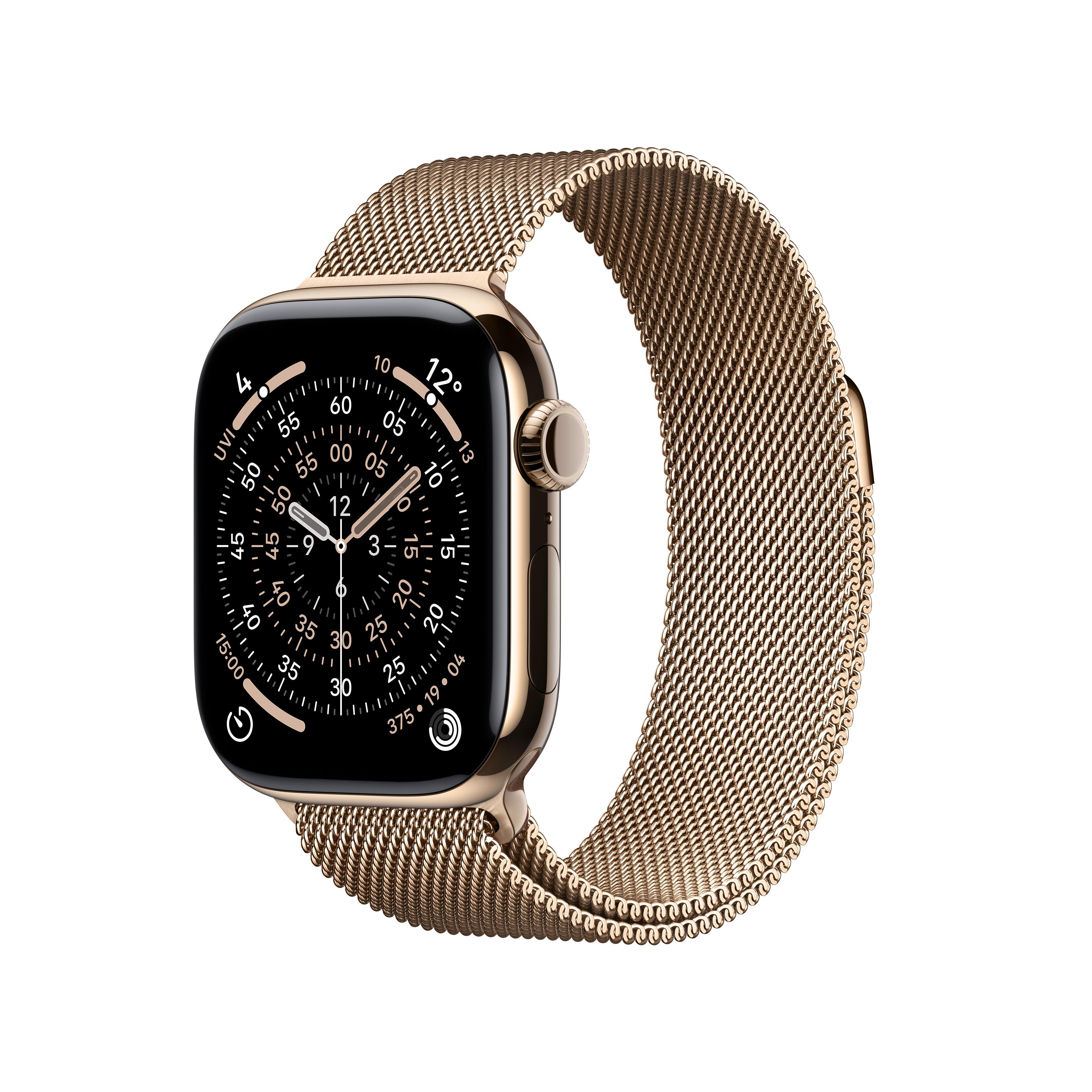 Watch Series 11, GPS + Cellular, 46mm, Gold Titangehäuse mit goldenem Milanaise Loop Armband - S/M