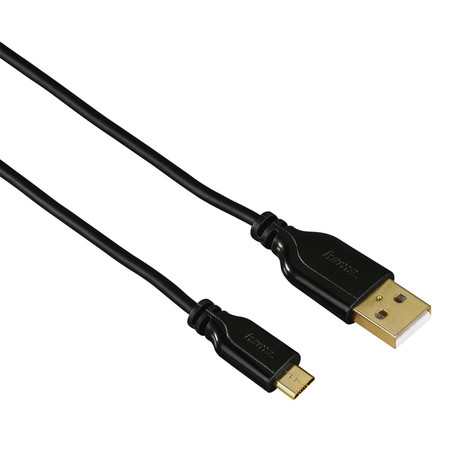 Micro-USB-Kabel, vergoldet, verdrehsicher, schwarz, 0,75 m