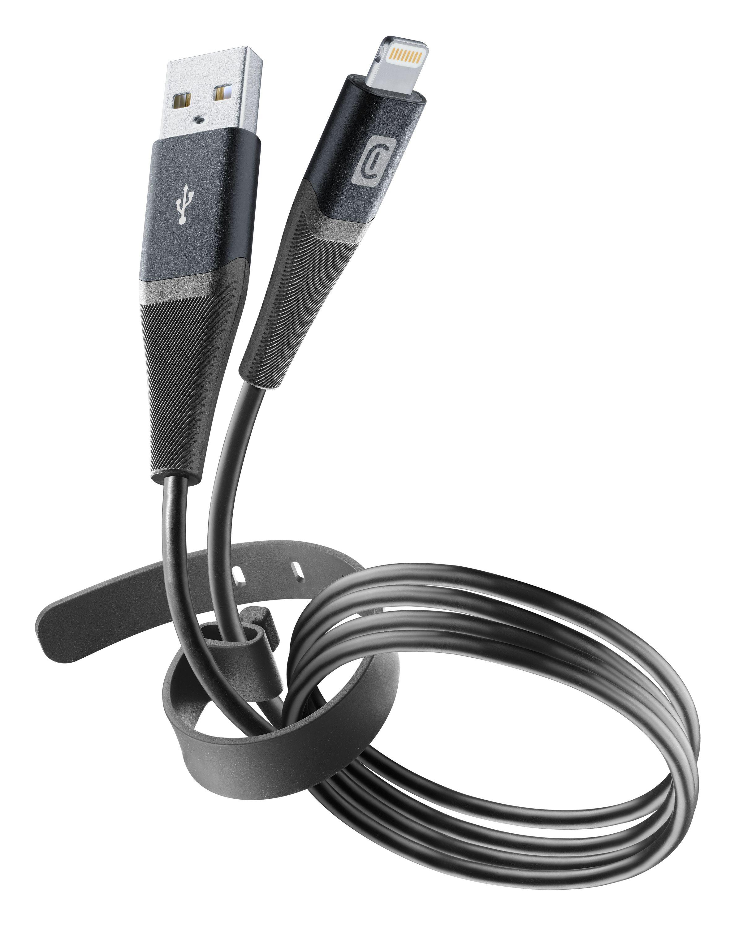 Pro+ Data Cable Belt 1,2m USB-A/ Apple Lightning Black (60179)