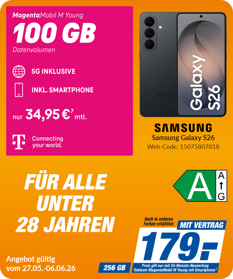 Samsung S26 mit Magenta Mobil M Young für 99€!