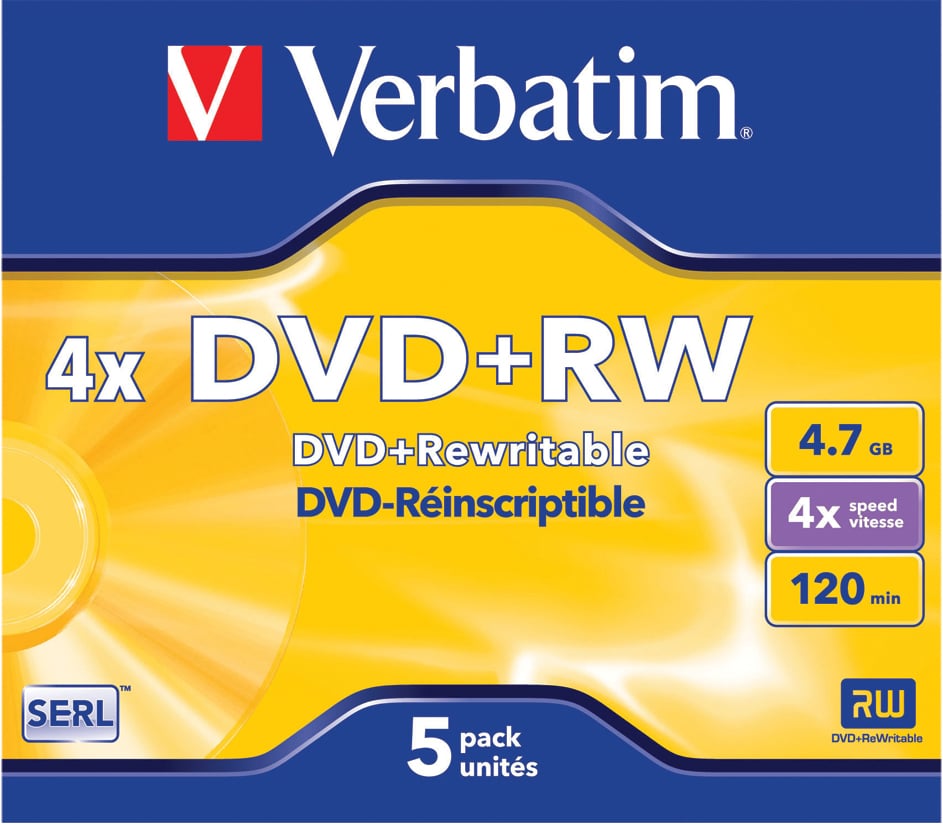 DVD+RW 4.7 GB 4x 5er-Pack JC DVD-Rohlinge