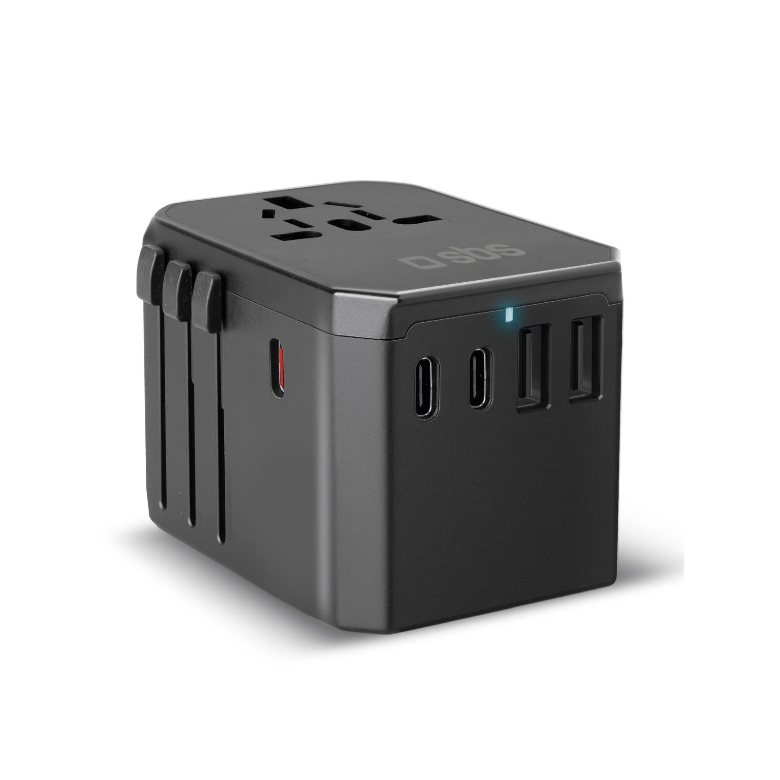 Ladegerät-Universal-Reiseadapter GaN, Schwarz