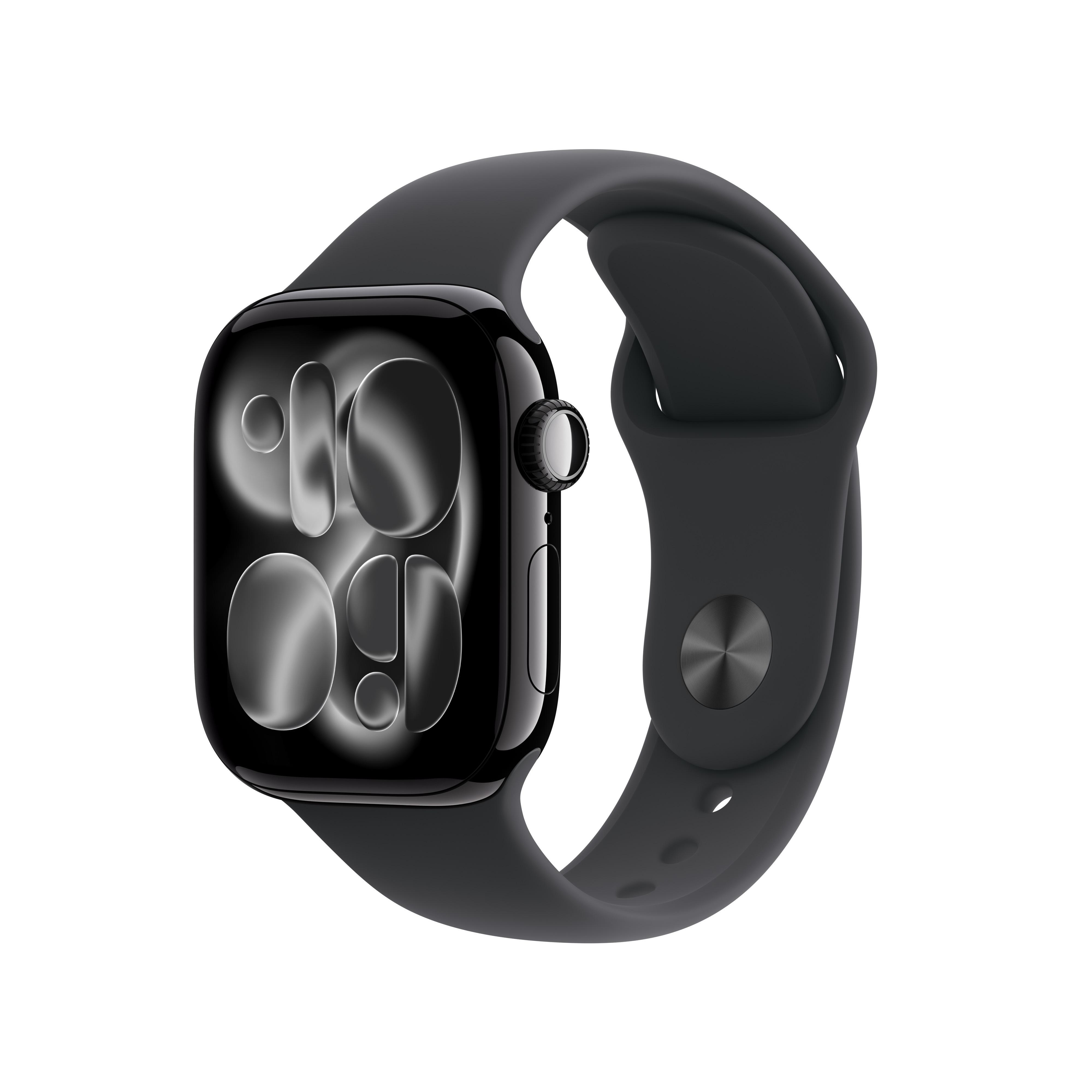 Watch Series 11, GPS + Cellular, 46mm, Diamantschwarz Aluminiumgehäuse mit schwarzem Sportband - M/L