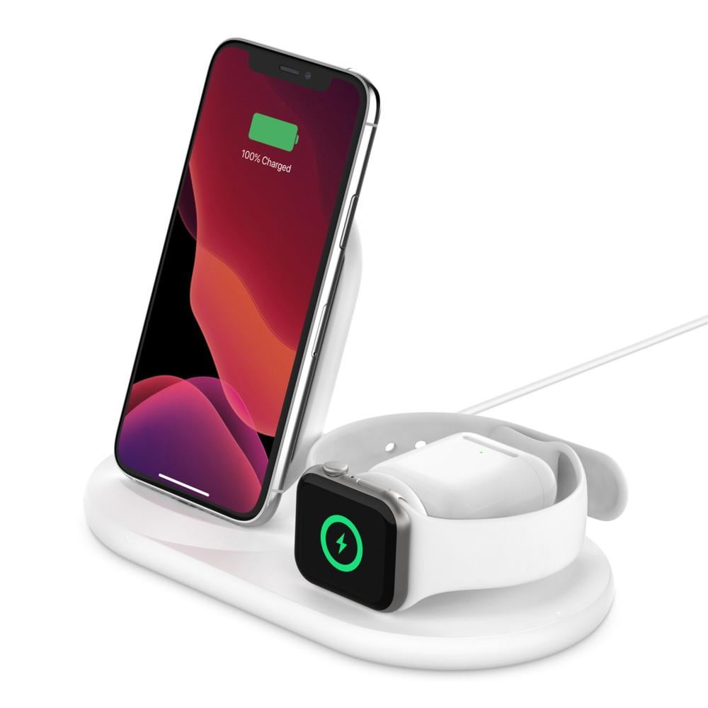 Drahtloses BOOST CHARGE 3-in-1-Ladegerät für Geräte von Apple, weiß Qi-Ladegerät