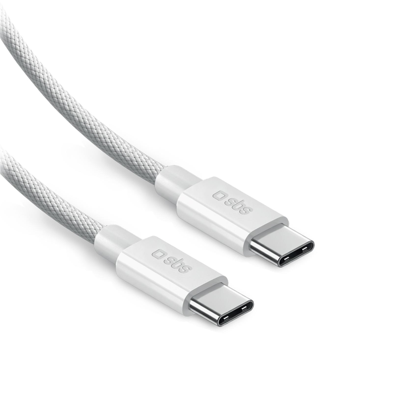 USB-C auf USB-C Kabel Lade- und Datenkabel für Laptop, USB-C 2.0 100W, 2 Meter aus geflochtenem Nylon, Weiß