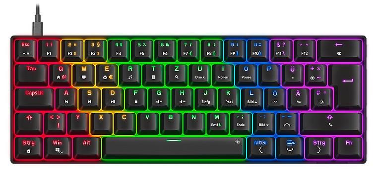 ATMOS RGB Regenbogen Mechanische 60% Gaming Tastatur mit braunen Schaltern, schwarz