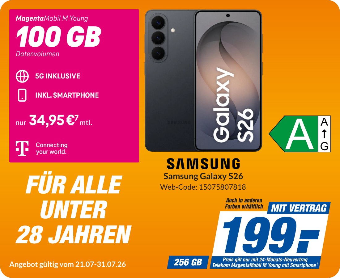 Samsung S26 mit Magenta Mobil M Young für 199€!