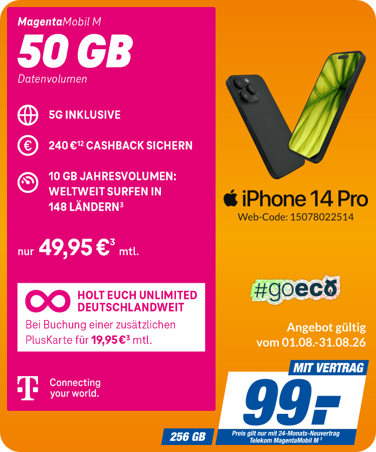 iPhone 14 Pro mit Magenta Mobil M für 99€!