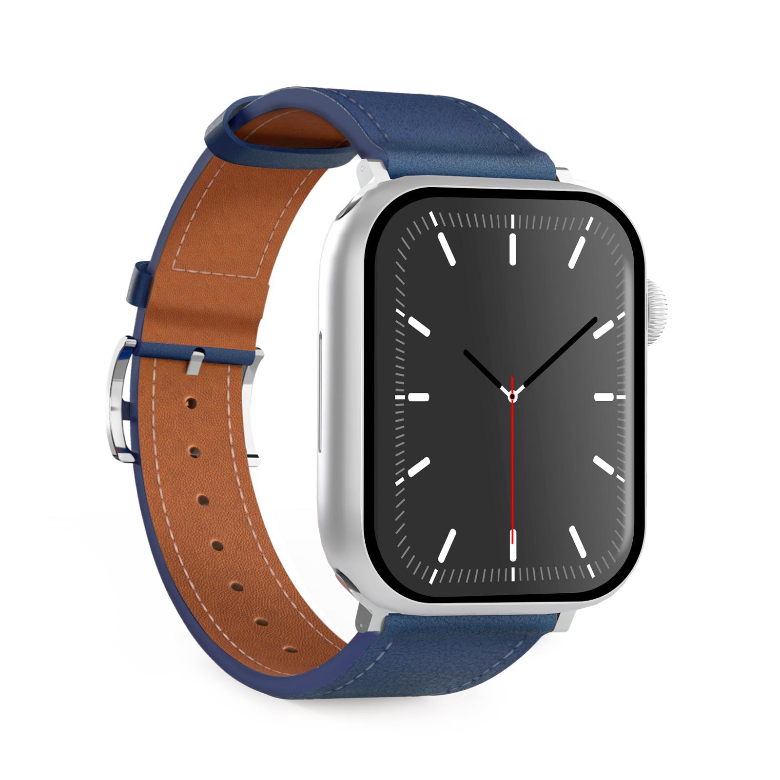 Puro Florence Lederarmband für Apple Watch 38 - 49mm, Dunkelblau