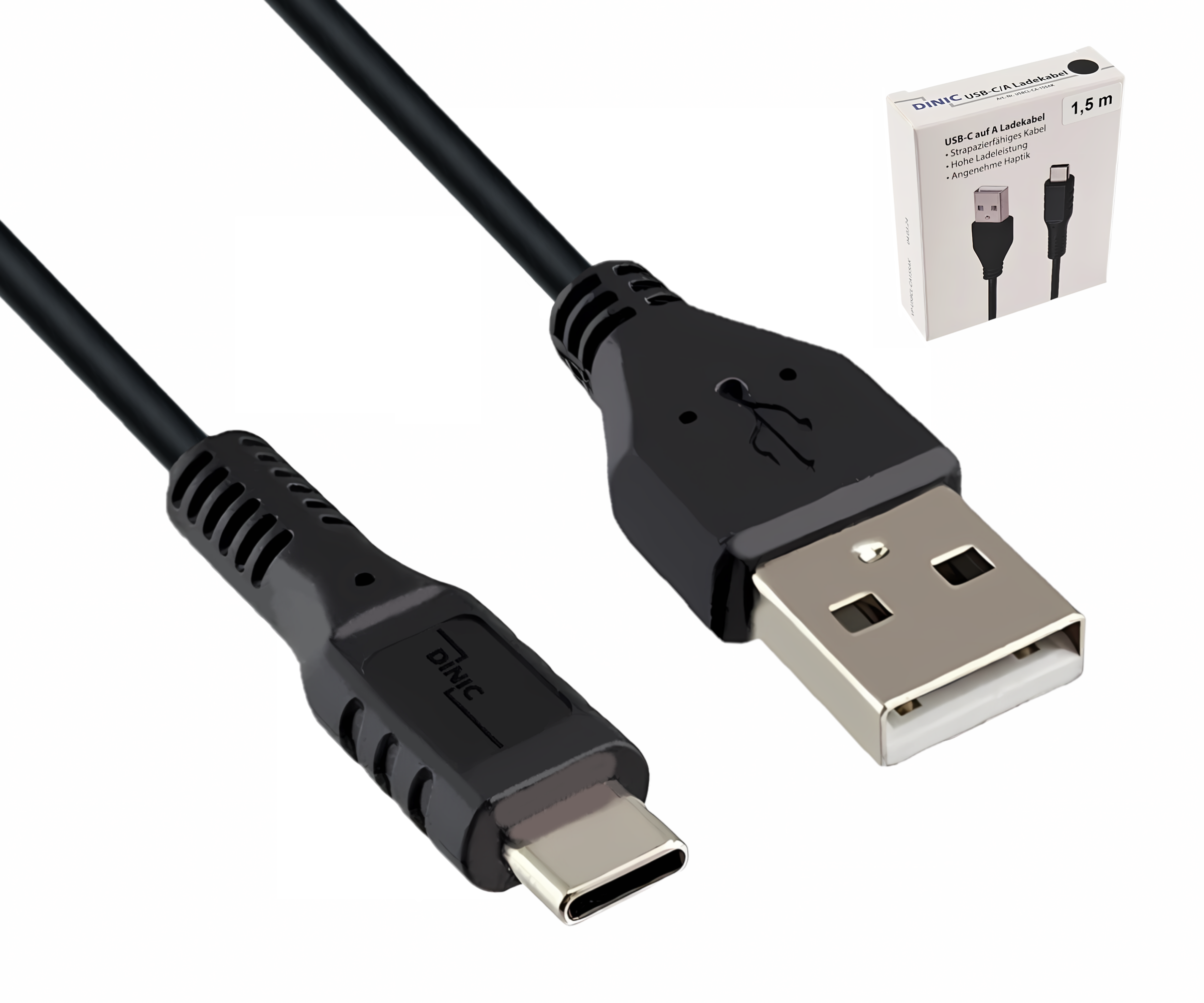 USB C auf A Ladekabel 1,50m, schwarz