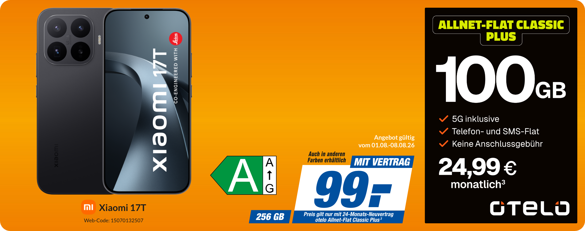 Xiaomi 17T mit Allnet Flat Classic Plus für 99€!