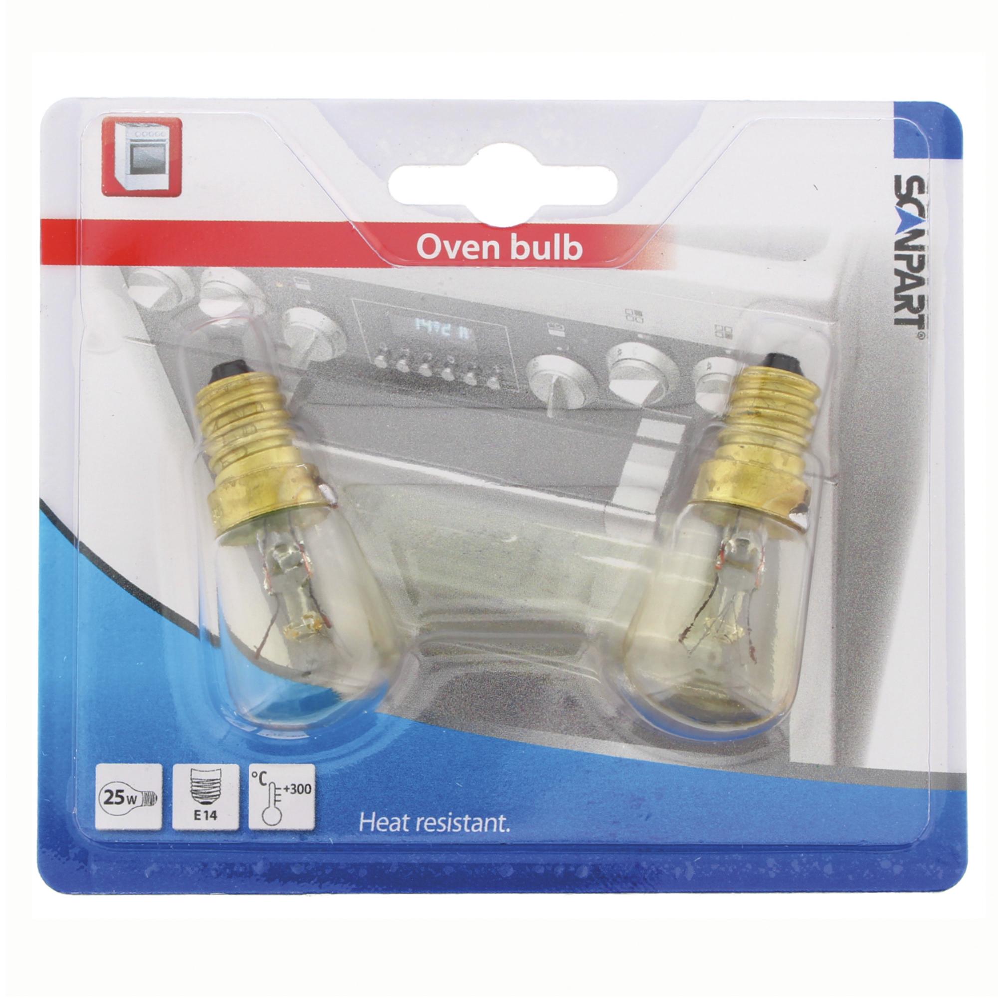 Backofenlampe E 14 300 Grad 25 W T 25, 2 Stück